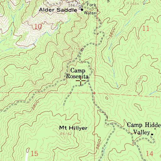Topographic Map of Camp Rosenita, CA