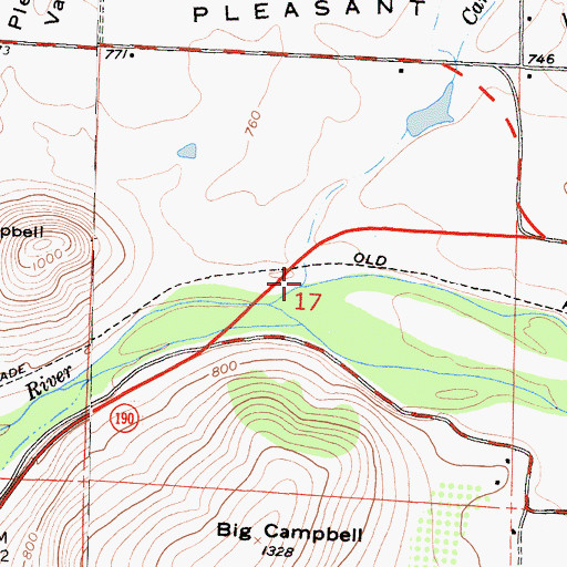 Topographic Map of Campbell Creek, CA