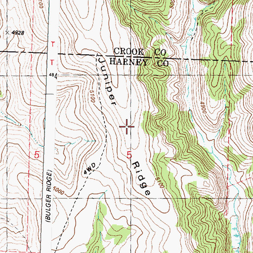 Topographic Map of Juniper Ridge, OR