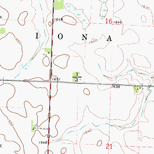 Topographic Map of Ruthton Farms, MN