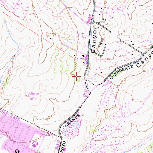 Topographic Map of Canyon Number 1, CA