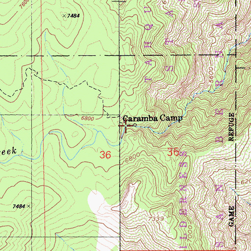 Topographic Map of Caramba Camp, CA