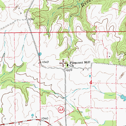 Topographic Map of Pleasant Hill Cemetery, MO