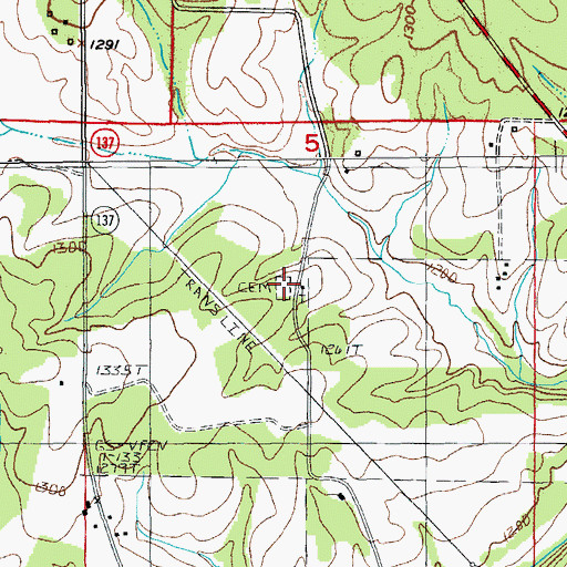 Topographic Map of Big Creek Cemetery, MO