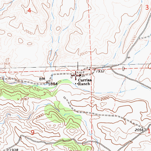 Topographic Map of Carrisa Ranch, CA