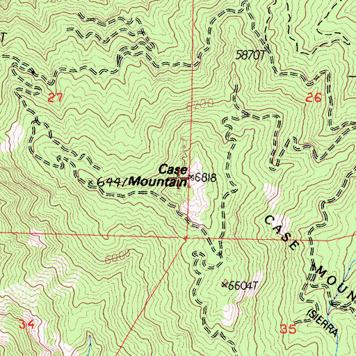 Topographic Map of Case Mountain, CA