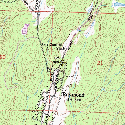 Topographic Map of Raymond Community Church, CA