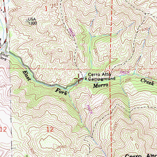 Topographic Map of Cerro Alto Campground, CA
