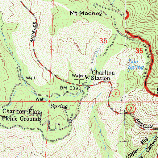 Topographic Map of Charlton Station, CA
