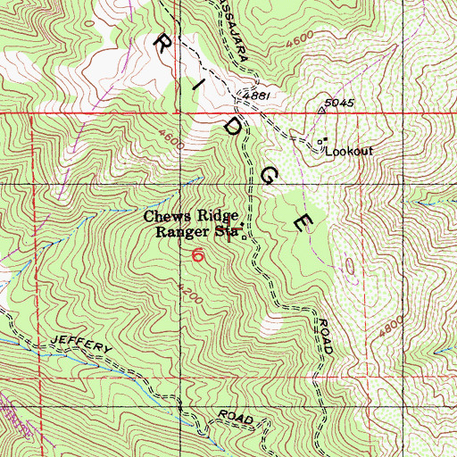 Topographic Map of Chews Ridge Ranger Station, CA