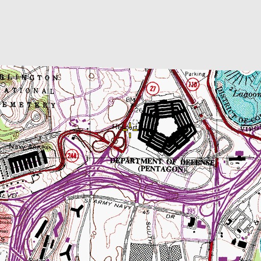 Topographic Map of National 9/11 Pentagon Memorial, VA