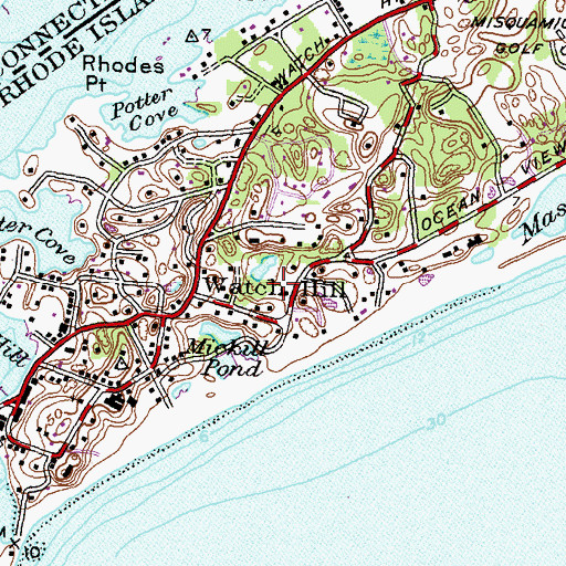 Topographic Map of Watch Hill, RI