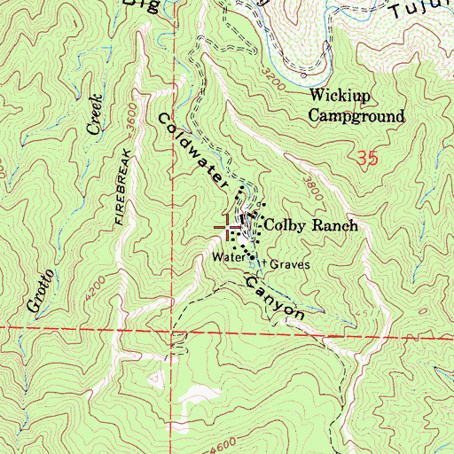 Topographic Map of Colby Ranch, CA
