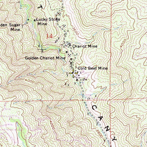 Topographic Map of Cold Beef Mine, CA