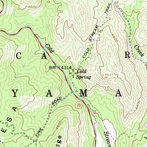 Topographic Map of Cold Spring, CA