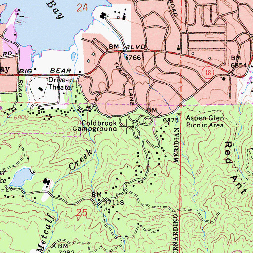 Topographic Map of Coldbrook Campground, CA