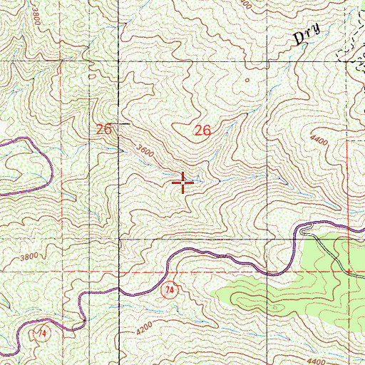 Topographic Map of Coldwater Creek, CA