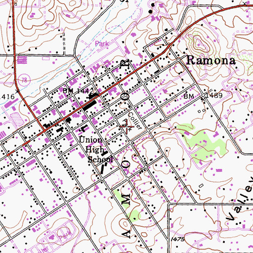 Topographic Map of Collier Park, CA