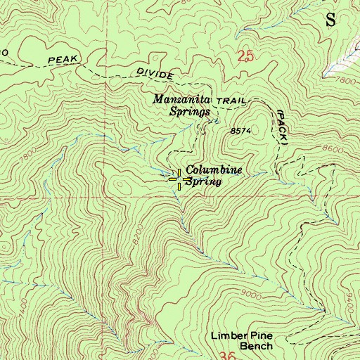Topographic Map of Columbine Spring, CA
