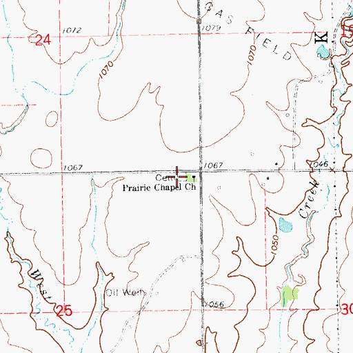 Topographic Map of Prairie Chapel Cemetery, OK