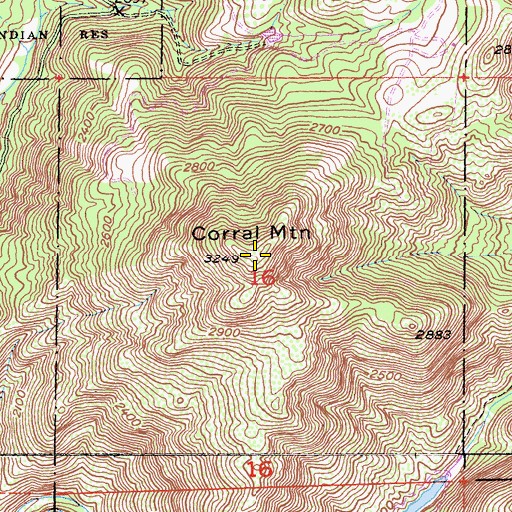 Topographic Map of Corral Mountain, CA