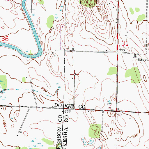 Topographic Map of Bara Farms, WI