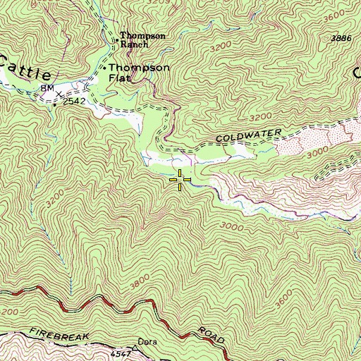 Topographic Map of Cow Canyon, CA
