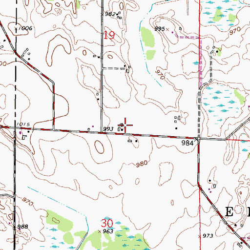 Topographic Map of Roskopf Farms, WI