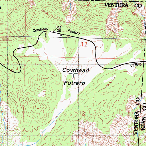 Topographic Map of Cowhead Potrero, CA