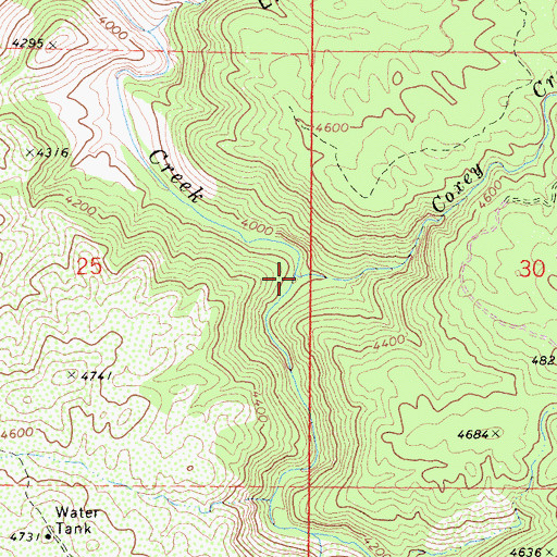 Topographic Map of Coxey Creek, CA