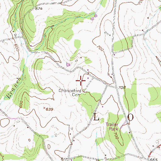 Topographic Map of Hidden Bluff Farm, PA