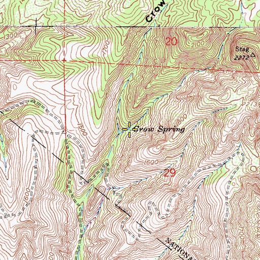 Topographic Map of Crow Spring, CA