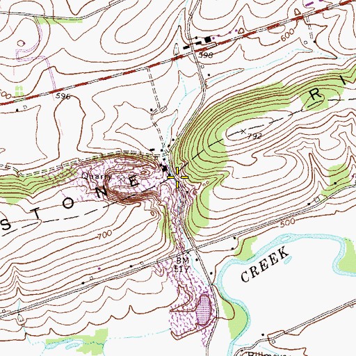 Topographic Map of Milton Quarry, PA
