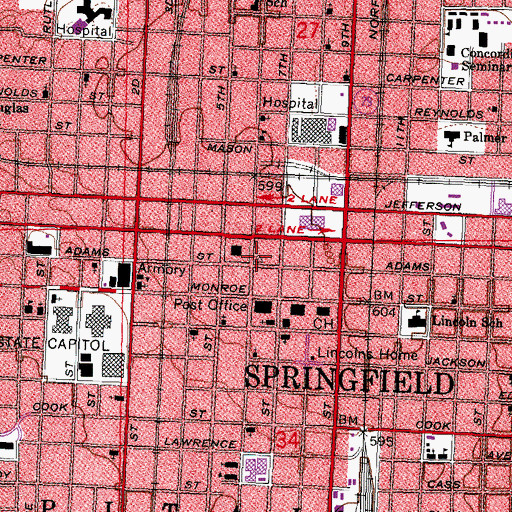 Topographic Map of Illinois Building, IL