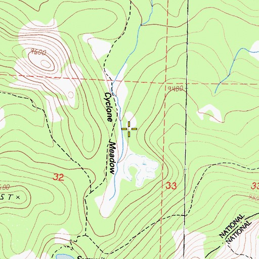 Topographic Map of Cyclone Meadow, CA