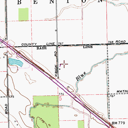 Topographic Map of Dealey Farms, OH