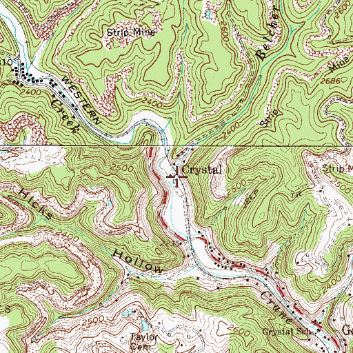 Topographic Map of Crystal, WV
