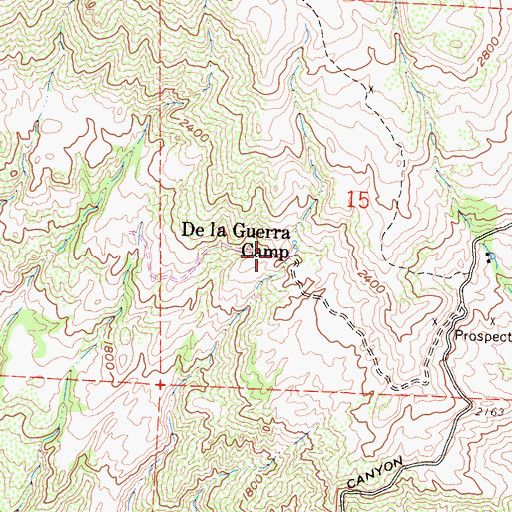 Topographic Map of De la Guerra Camp, CA