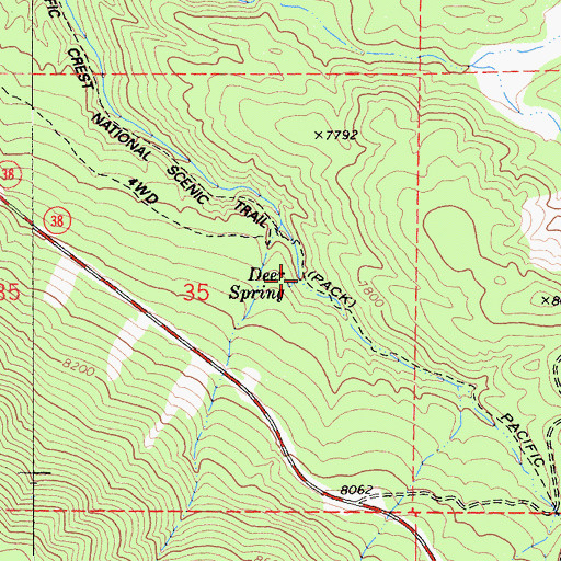 Topographic Map of Deer Spring, CA