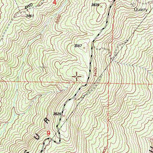 Topographic Map of Del Sur Ridge, CA