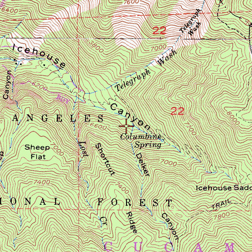 Topographic Map of Delker Canyon, CA