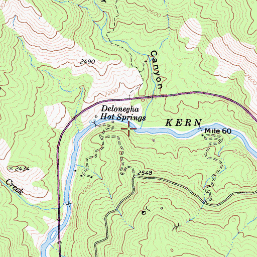 Topographic Map of Delonegha Creek, CA