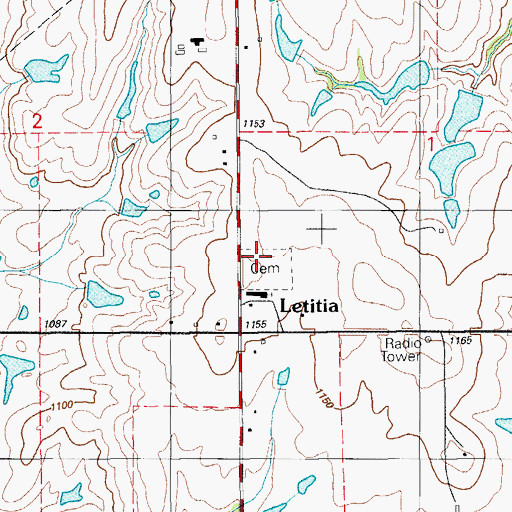 Topographic Map of Letitia Community Cemetery, OK