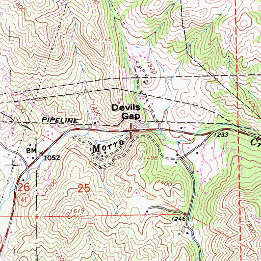 Topographic Map of Devils Gap, CA