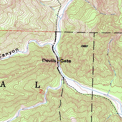 Topographic Map of Devils Gate, CA
