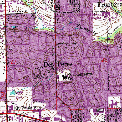 Topographic Map of South Branch Claychester Creek, MO