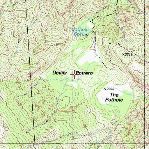 Topographic Map of Devils Potrero, CA
