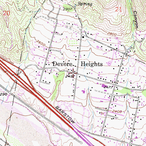 Topographic Map of Devore Heights, CA