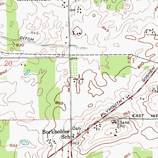 Topographic Map of Borkholder Farm, IN