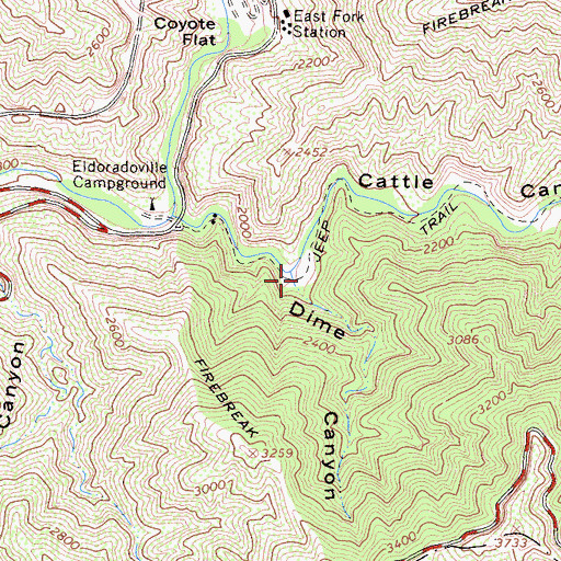 Topographic Map of Dime Canyon, CA